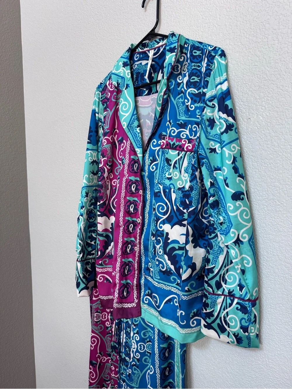 Anthropologie Silky Button Down Matching Pajama Set Women’s S/M Paisley Boho